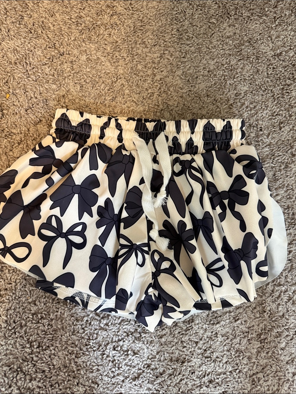 Girls Cream Shorts with Black Bows